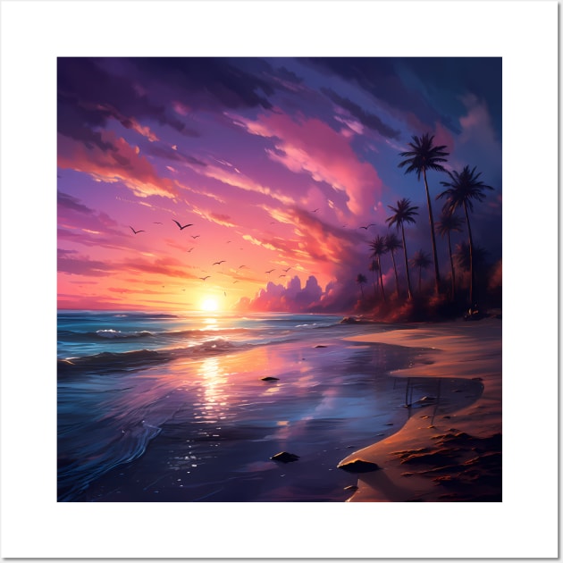 Ocean Beach Sunset Landscape Wall Art by PaulJus